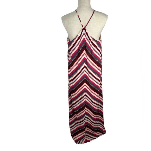 LOFT Multi Color Chevron Striped Linen Blend Halter Style Maxi Dress - Picture 3 of 7